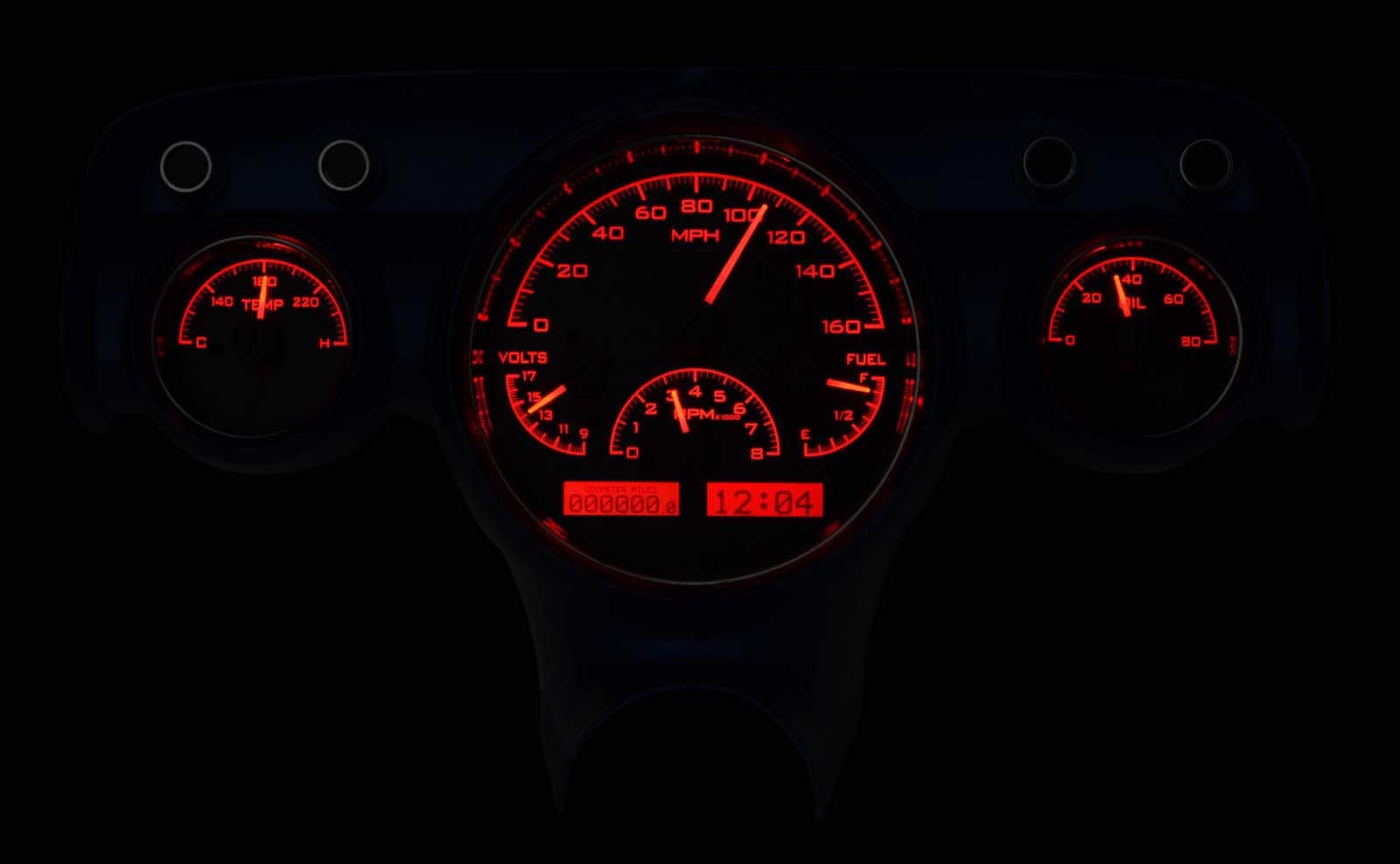 Dakota Digital VHX-57C-C-R 57 Chevy Car Analog Dash Gauges System Carbon Fiber Red