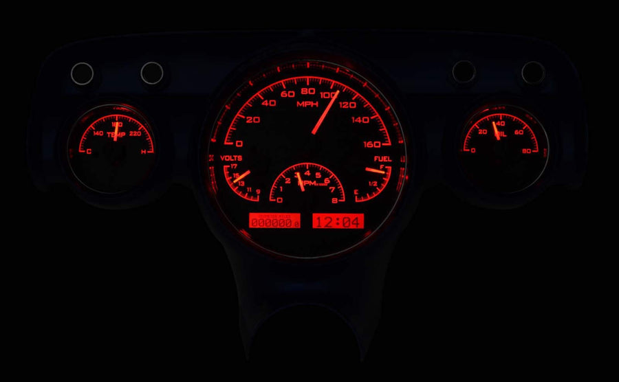 Dakota Digital VHX-57C-C-R 57 Chevy Car Analog Dash Gauges System Carbon Fiber Red