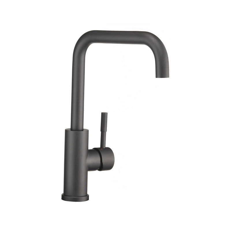 Dura Faucet Streamline RV Squared-Arc Single Handle Kitchen Sink Faucet - Optional Deck Plate (Matte Black)