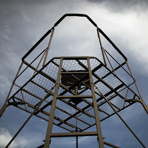 12’ Rivers Edge® 2-Man Quad Pod Tower Stand, TearTuff™ Mesh Seats, 360-Degree Swivel Chairs, Adjustable Padded Shooting Rail, Unmatched Stability, Oversized Platform, RE401