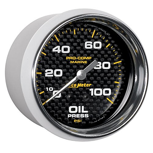 Oil Pressure AutoMeter Gauge, 2 5/8", 100Psi, Mechanical, Marine Carbon Fiber (200777-40),Multi