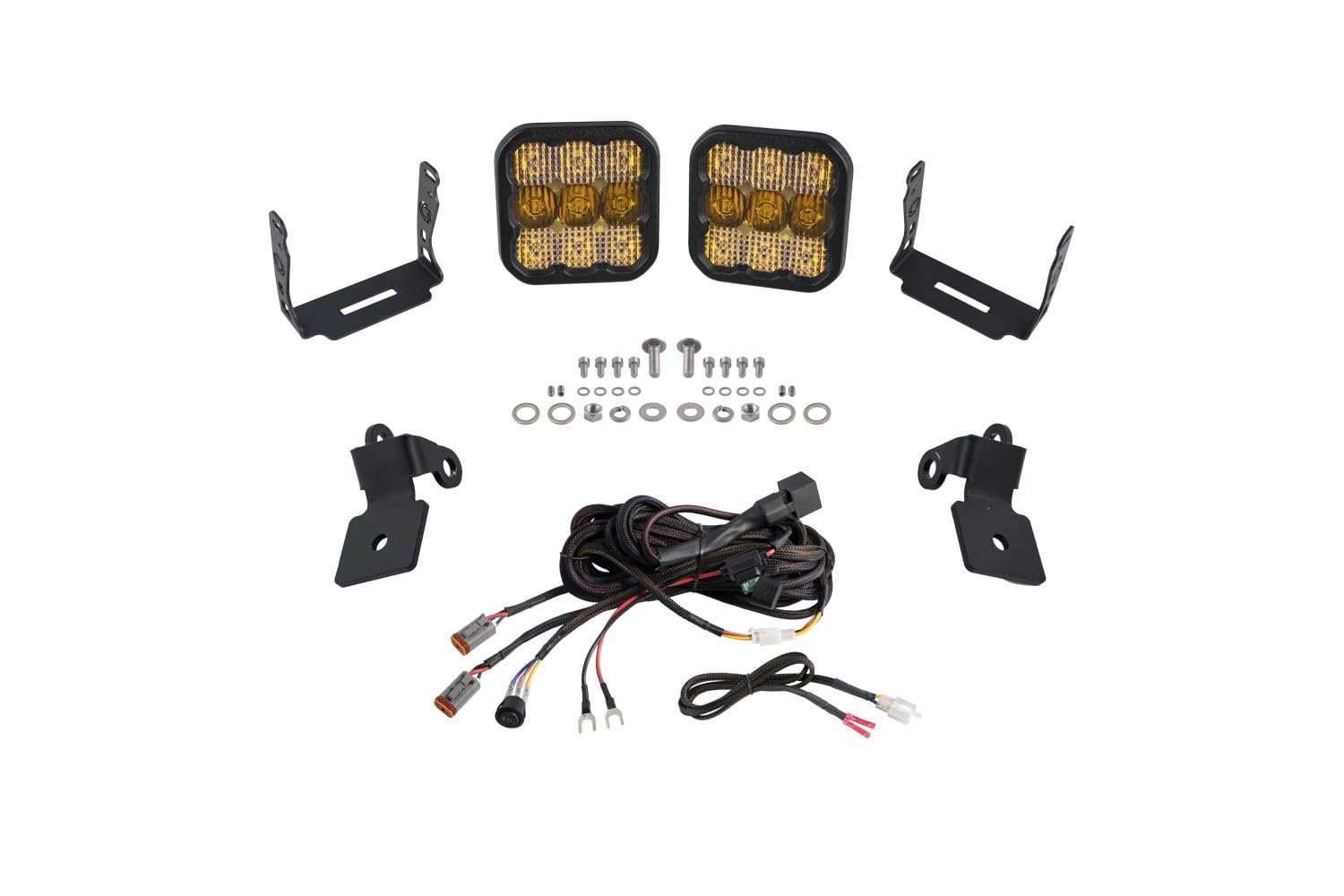 Stage Series Diode Dynamics A-Pillar Pod Kit compatible with Polaris RZR Pro 2020-2023, SS5 Sport Yellow Combo