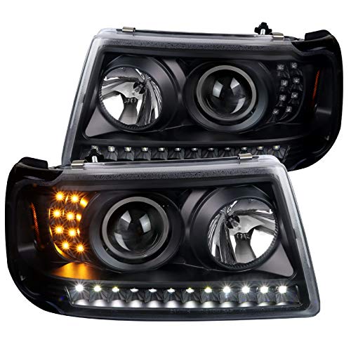 2LHP-RAN01JM-TM SPEC-D TUNING Projector Headlights Full Black Housing with Clear Lens 01-11 Ford Ranger
