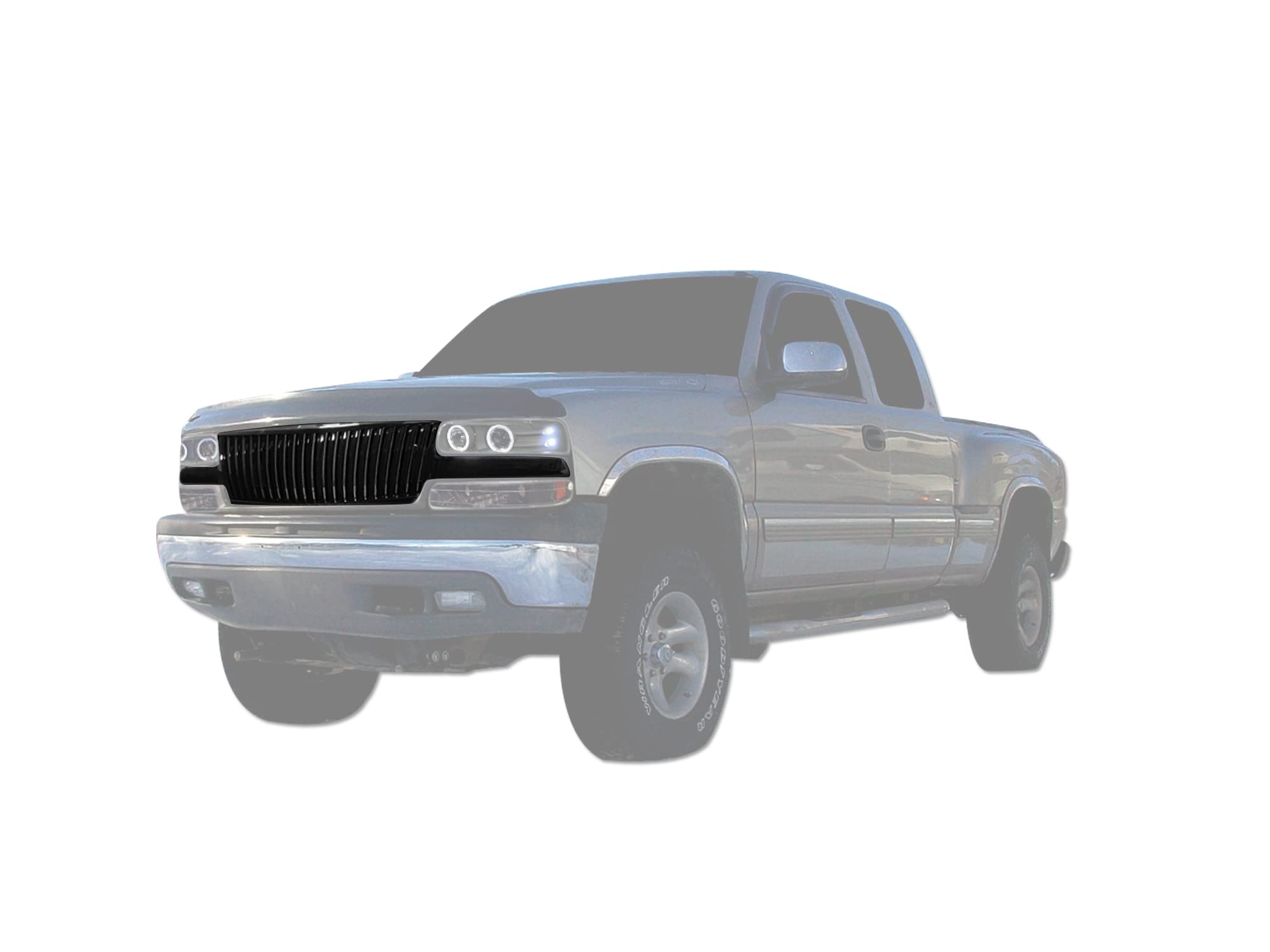 Vertical Front Hood Grille Armordillo USA 7147263 - Gloss Black Fits 1999-2002 Chevy Silverado 1500