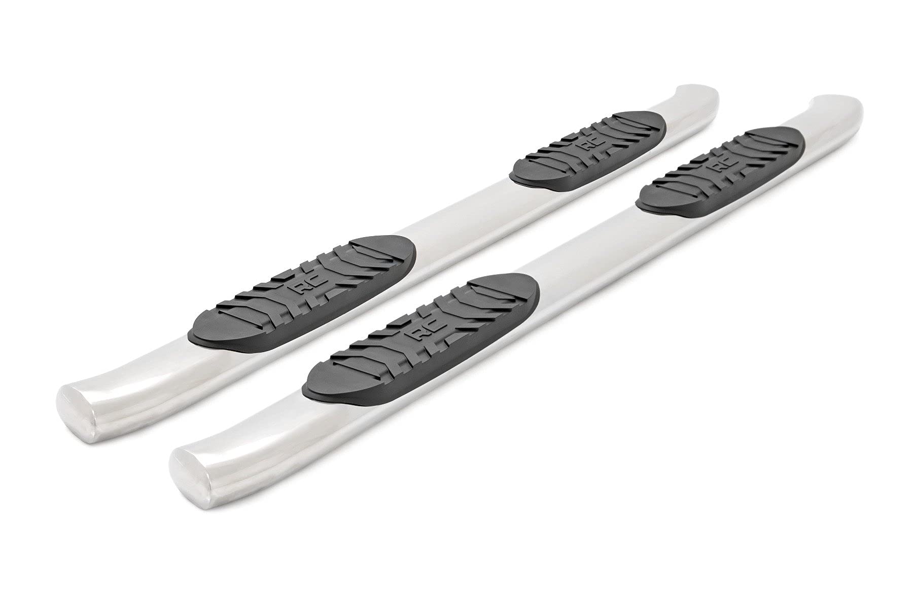 Rough Country Oval Stainless Steel Nerf Steps for Chevy Silverado & GMC Sierra 1500/2500HD/3500HD (2019-2026) Crew Cab - OEM Style Rails with Built-in Side Steps