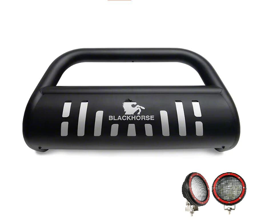 Bull Bar Kit Black Horse Skid Plate Black Compatible with 2022-2024 Hyundai Tucson-CBB-B7102SP-PLFR