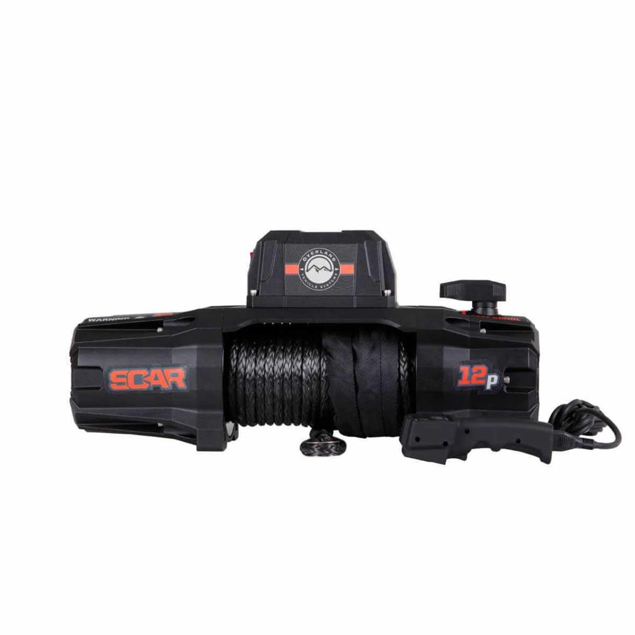 Scar Off Road Overland Vehicle Systems 19129901 12V Electric Winch with Synthetic Rope & Wireless Remote - 12,000 lb Pulling Capacity - Waterproof IP68 Rated - Perfect for Off-Road Recovery