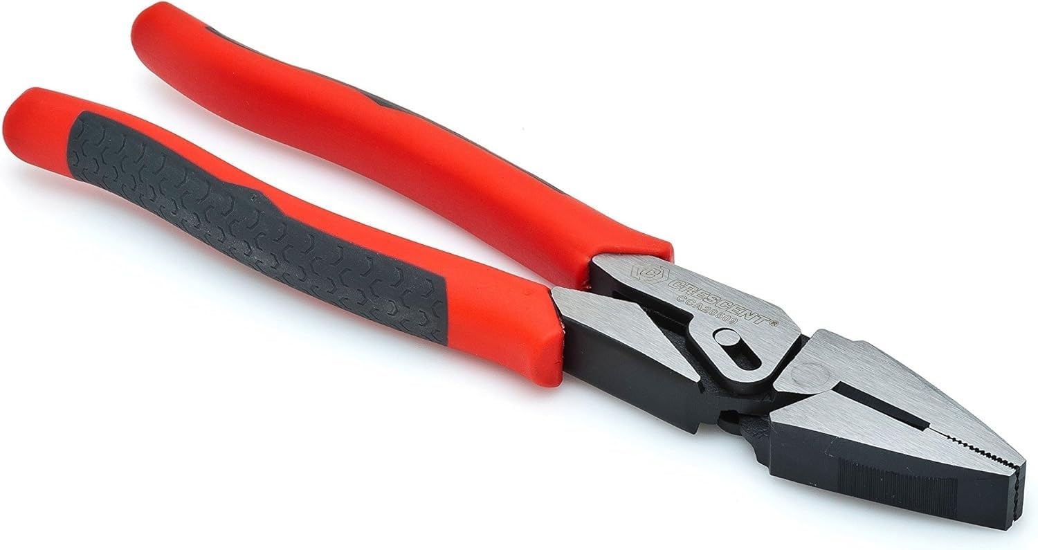 Crescent 9" Dual Material Lineman's Compound Action Pliers - CCA20509, Red