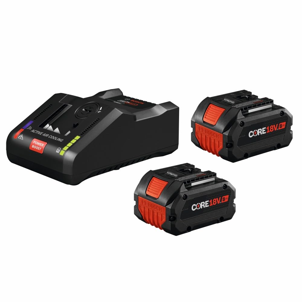 Bosch GXS18V-13N24 Starter Kit 18V with (2) CORE18V® 8 Ah High Power Batteries and (1) 18V 16 Amp Battery Turbo Charger