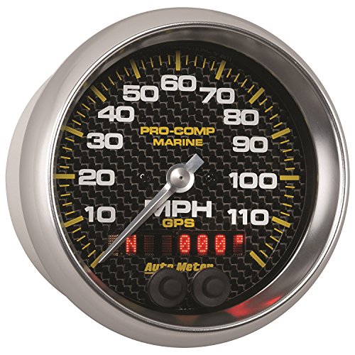 Speedometer AutoMeter Gauge, 3 3/8", 120Mph, GPS, Marine Carbon Fiber (200637-40)