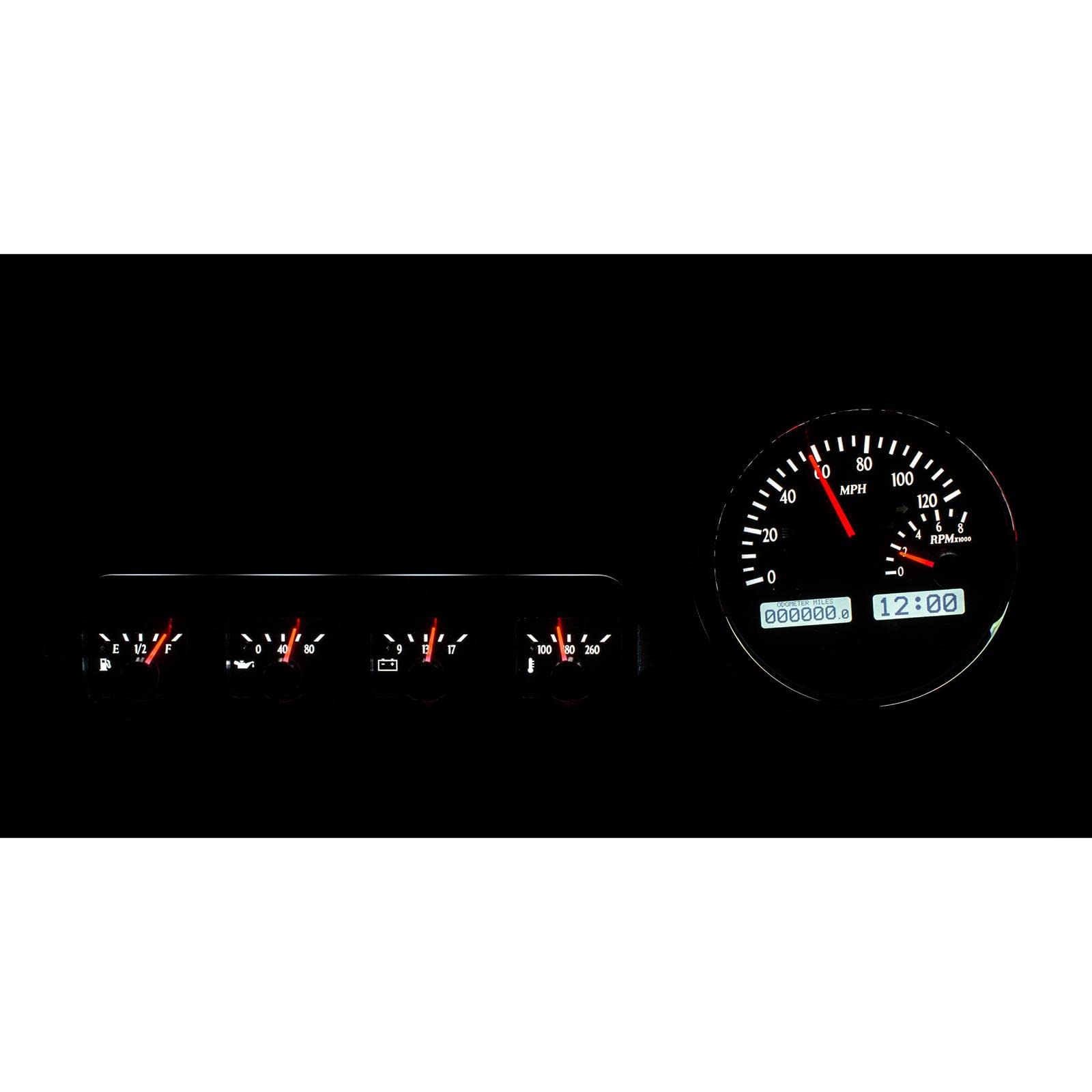 Dakota Digital VHX-42F-K-W Analog Dash Gauges System Compatible with 1942-48 Ford Car Black Alloy White Backlighting
