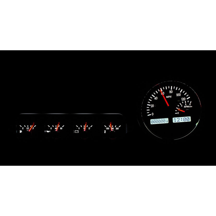 Dakota Digital VHX-42F-K-W Analog Dash Gauges System Compatible with 1942-48 Ford Car Black Alloy White Backlighting