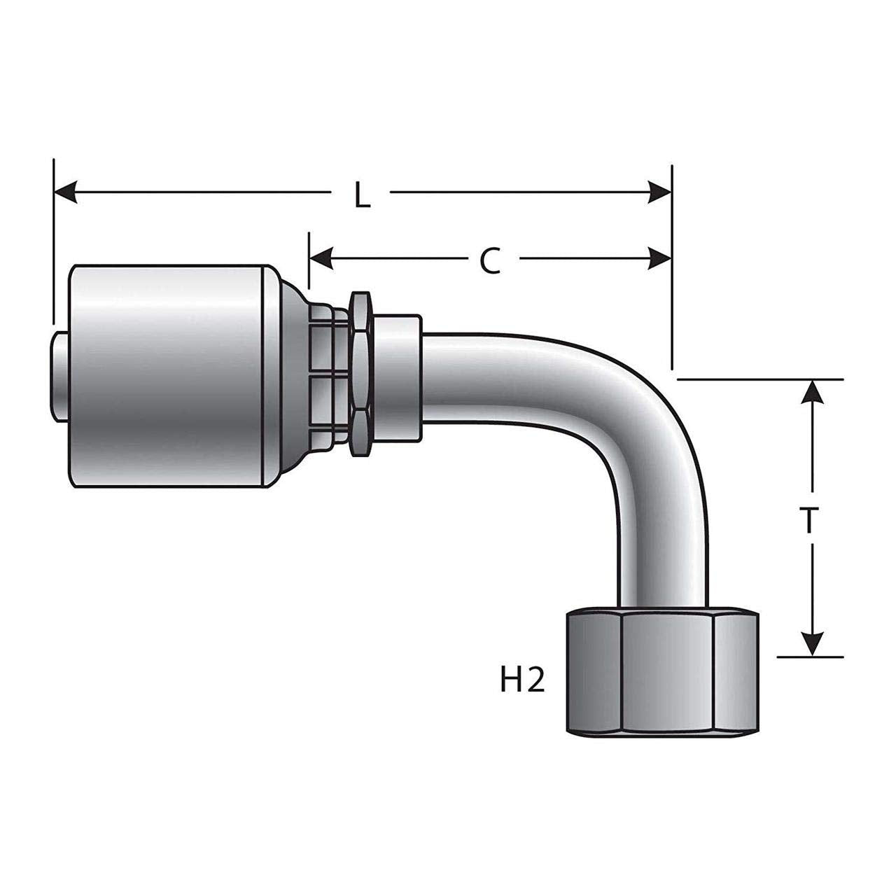 Gates Female G25205-1212 SAE 45 Flare Swivel - 90 Bent Tube (MegaCrimp)