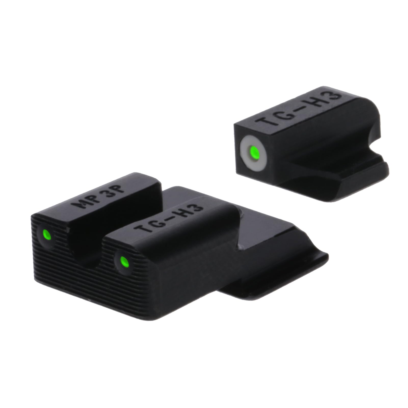 Tritium Pro Night Sights TRUGLO, Compatible with Smith & Wesson M&P 9 Shield EZ | Glow-in-The-Dark Front & Rear Gun Sight Set with White Focus Lock Front Ring