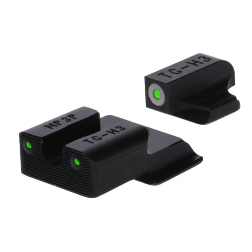 Tritium Pro Night Sights TRUGLO, Compatible with Smith & Wesson M&P 9 Shield EZ | Glow-in-The-Dark Front & Rear Gun Sight Set with White Focus Lock Front Ring