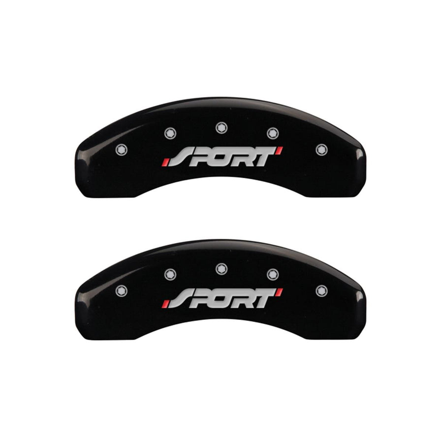 SET OF 4 CALIPER COVERS, BLACK FRONT AND REAR: SPORT, SILVER CHARACTERS