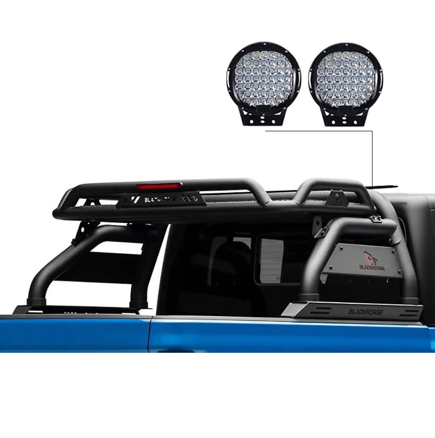 Atlas Roll Bar Kit Black Black Horse Off Road Compatible with 2005-2023 Toyota Tacoma-ATRB6BK-PL69B