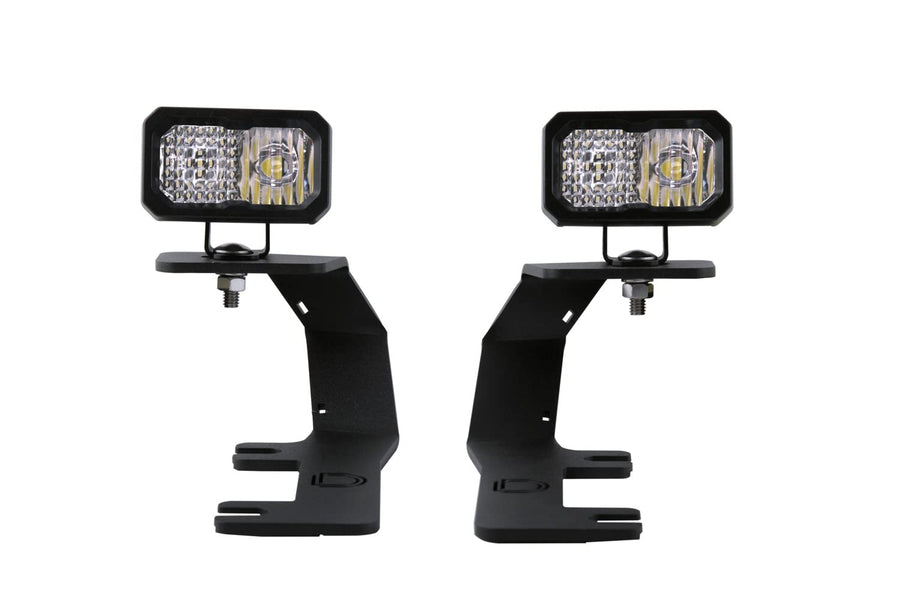 Diode Dynamics Backlit Stage Series Ditch Light Kit compatible with Chevrolet Silverado 1500 2014-2019, C2 1.0 Sport White Combo