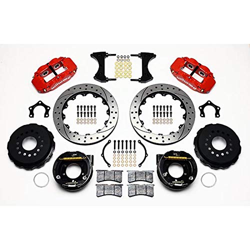 140-9222-DR WILWOOD FNSL4R Rear P-Brk Kit,12.88", Drilled, Red Mopar/Dana 2.36" Off, w/Snap Ring Brng