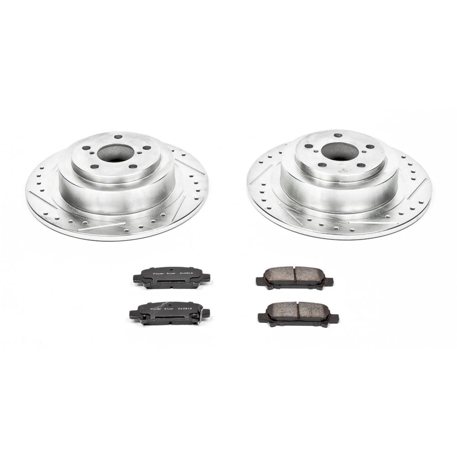 Power Stop K3124 Z23 Carbon Fiber Brake Pads with Drilled & Slotted Brake Rotors Kit Rear