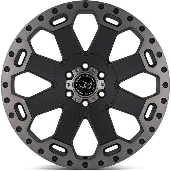 17X8 Black Rhino Hard Alloys WARLORD, 5X5.0, 5.68, +30mm MATTE BLACK W/ MACHINED DARK TINT - 1780WAR305127M71