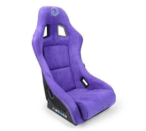 NRG Innovations Universal Fixed Back NRG-FRP-303PP-PRISMA Bucket Racing Seat for 5-Point Harnesses, Size M, Purple Alcantara Material, 22" W X 34" H X 16" D