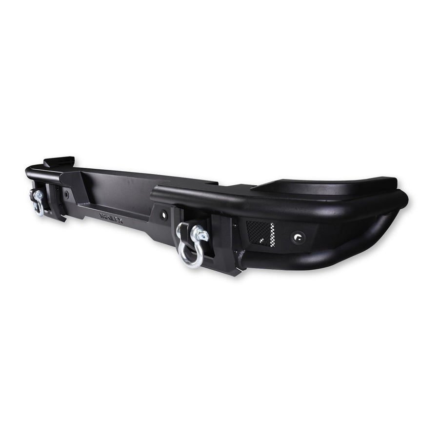 Rear Bumper TrailFX for Ford Bronco 2021-2025 Matte Black Powder Coated Steel Full Width D-Rings License Plate Bracket LED Cube Light Mounts TrailFX BR004T