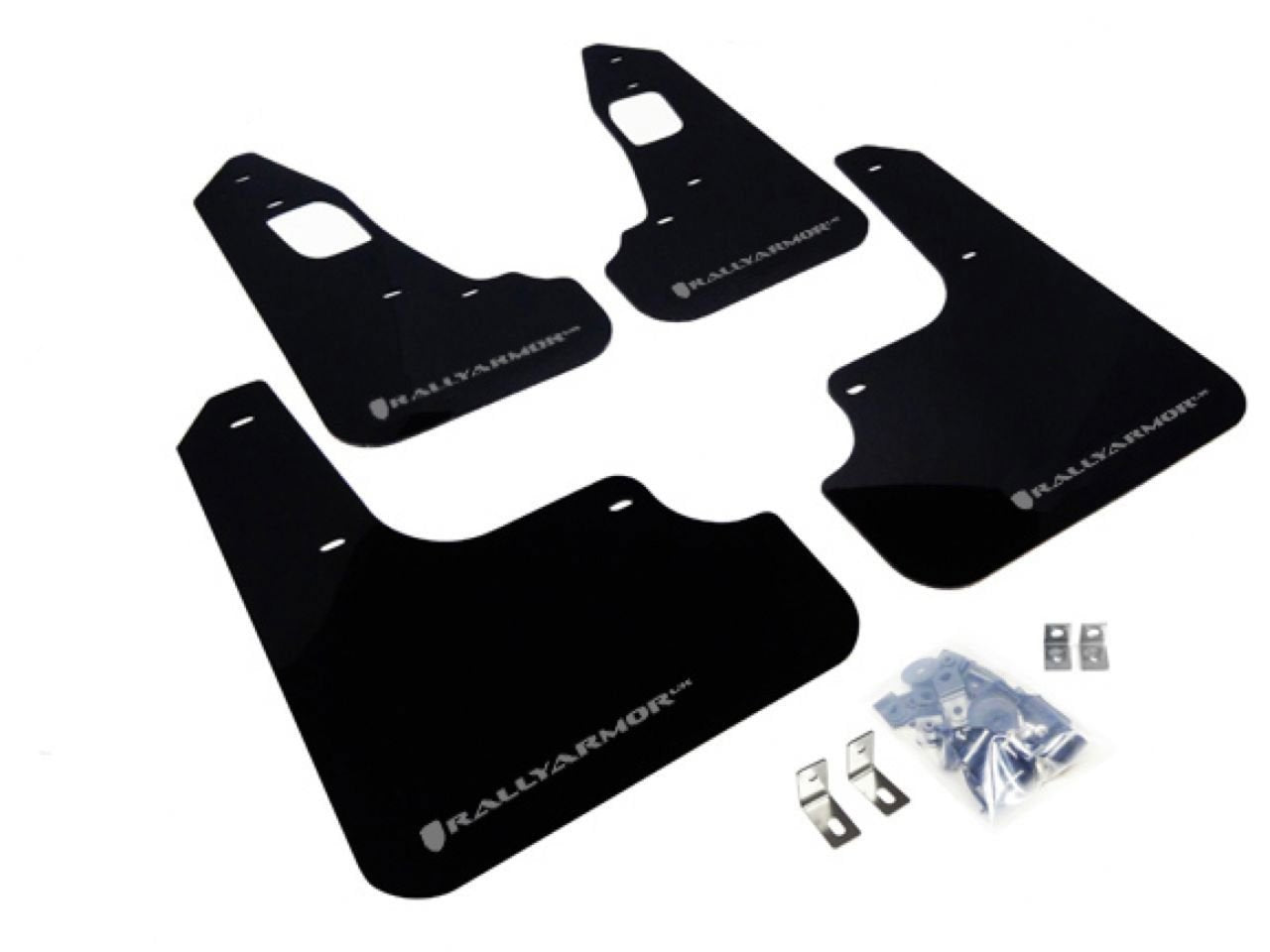Rally Armor Black, Silver MF10-UR-BLK/SIL Mud Flap with Logo (2008+ Mitsubishi EVO X UR), 1 Pack