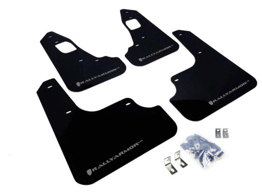 Rally Armor Black, Silver MF10-UR-BLK/SIL Mud Flap with Logo (2008+ Mitsubishi EVO X UR), 1 Pack