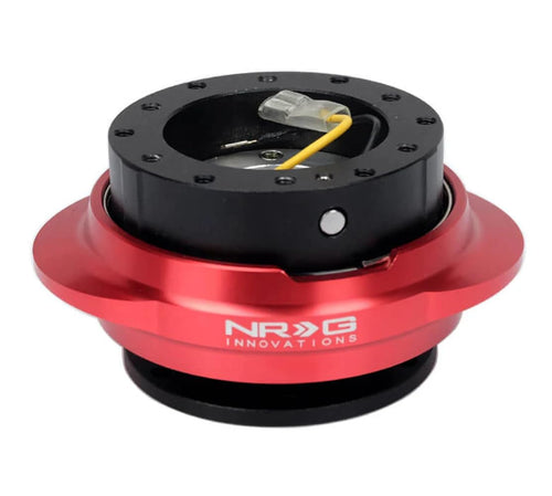 NRG Innovations GEN 2.2 NRG-SRK-220BK-RD Steering Wheel Quick Release Adapter, 6-Hole & 6x70 and 6x74mm Bolt Patterns Black Body/Shinny Red Oval Ring