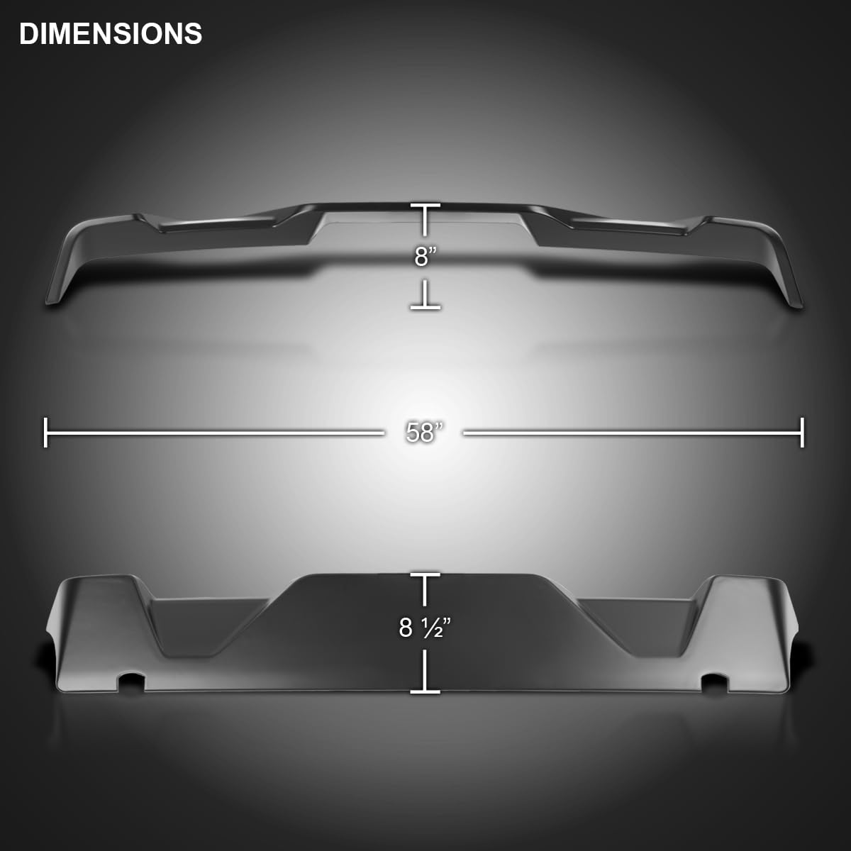 Matte Black ABS Cab Roof Spoiler Spec-D Tuning for 2015-2020 Ford F150 Models
