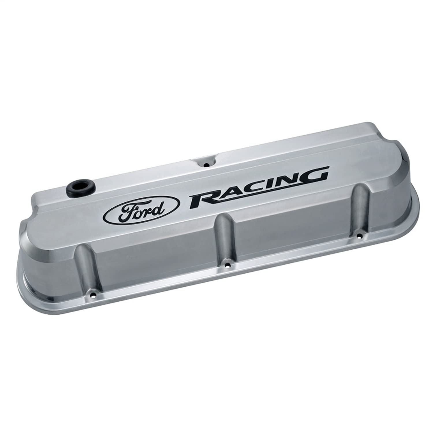 Tall Ford Valve Cover, Baffled, Oil Fill Cap, Ford Racing Logo, Aluminum, Polished