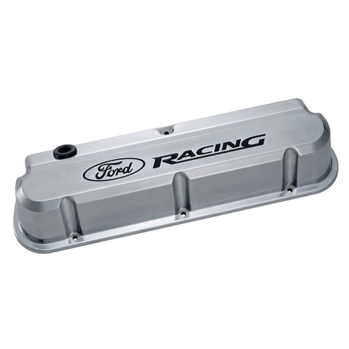 Tall Ford Valve Cover, Baffled, Oil Fill Cap, Ford Racing Logo, Aluminum, Polished