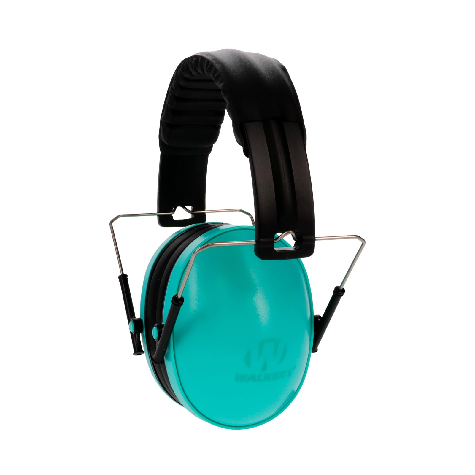WALKER'S Low Profile Youth & Women's Folding Padded Headband Adjustable Hearing Protection Earmuffs, Teal Muff, Glasses & Plugs Combo