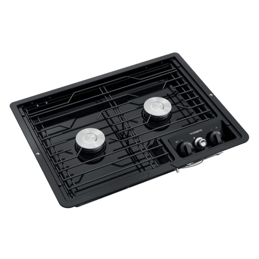 Dometic Drop-in 9108717574 (50211) Two-Burner 12V Cooktop with Wire Grate - Black, Electric