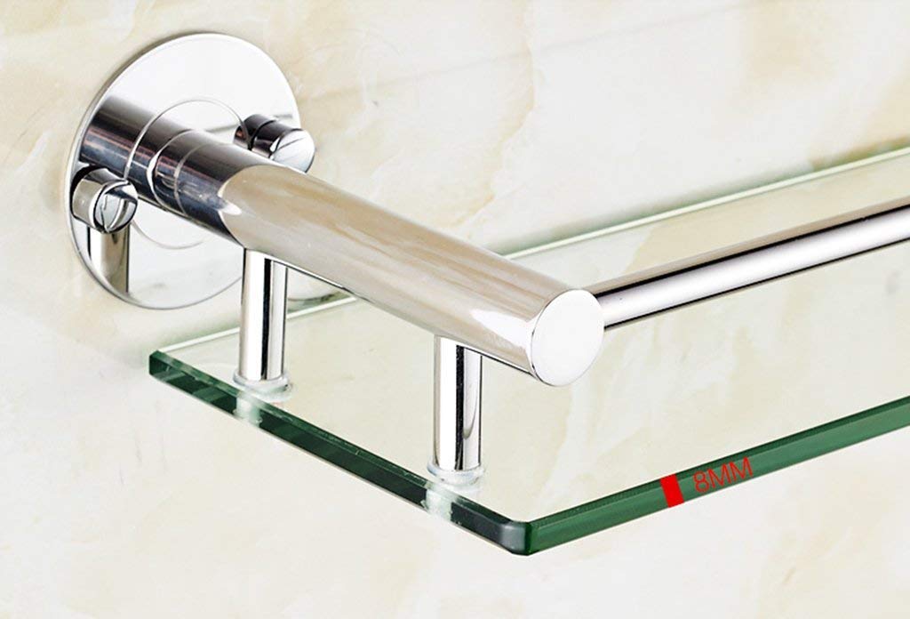 Bathroom Shelves BTBT 304 Stainless Steel Bathroom Glass Frame Wallmounted Bathroom Shelf (Size : 2 layer)