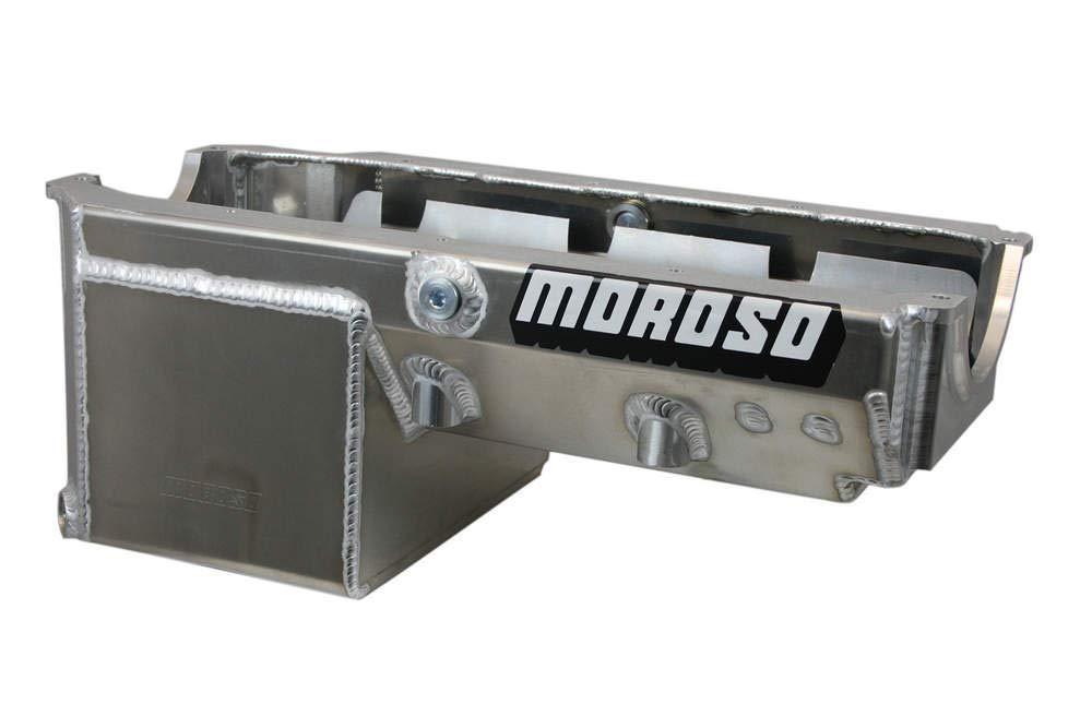 Moroso Aluminum Drag Race Oil Pan 21240, Fits Small Block Chevy Engines, Pre 85, use w/Single Stage External Oil Pump, #16AN Pick Up