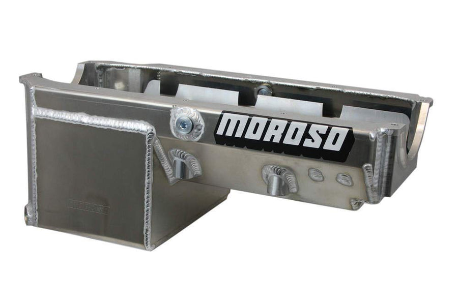 Moroso Aluminum Drag Race Oil Pan 21240, Fits Small Block Chevy Engines, Pre 85, use w/Single Stage External Oil Pump, #16AN Pick Up