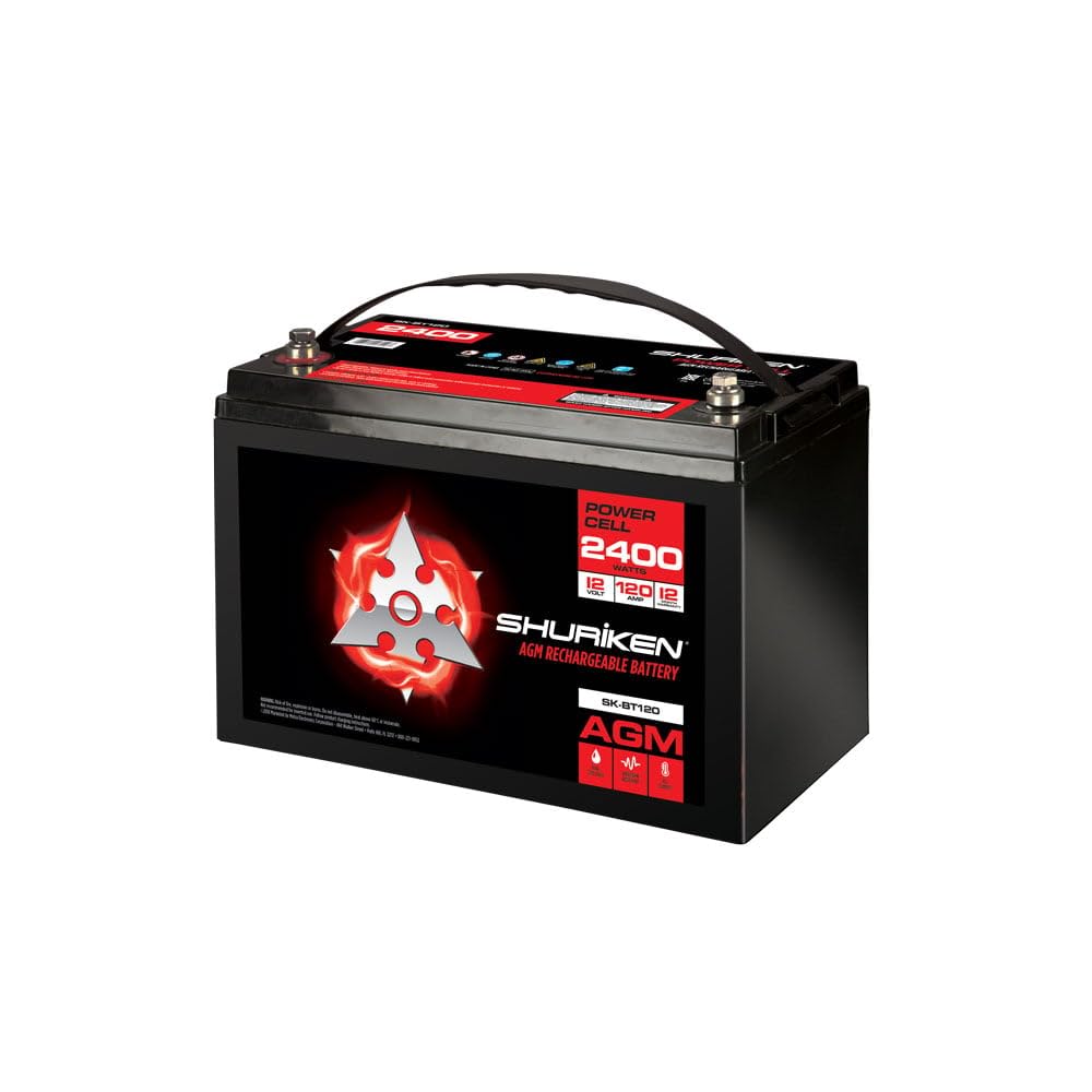 12-Volt Shuriken SK-BT120 High Performance AGM Power Cell Battery for Systems Up To 2400-Watts