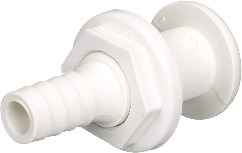 5/8" I.D. Attwood Marine White Thermoplastic Resin Thru-Hull Connector Fitting