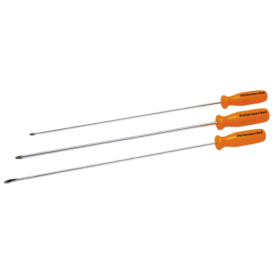 W924 Performance Tool Long Shaft Screwdriver Set, 3-Piece