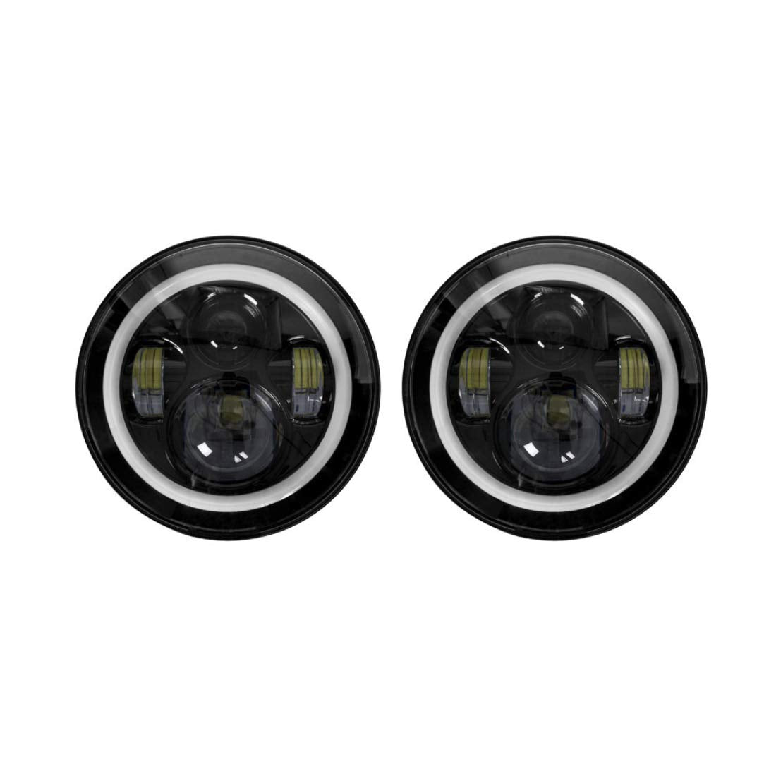 Jeep Metra - Headlight with Full Halo - 7" Light - Black, LED Headlight Replacements (JP-702B)
