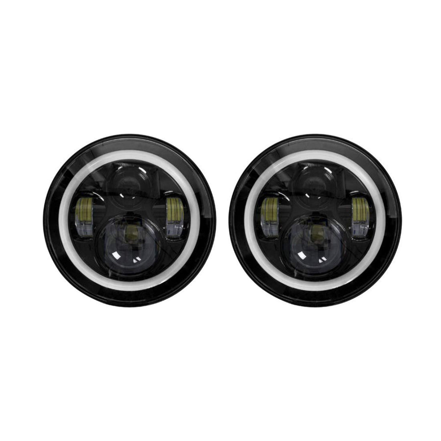 Jeep Metra - Headlight with Full Halo - 7" Light - Black, LED Headlight Replacements (JP-702B)
