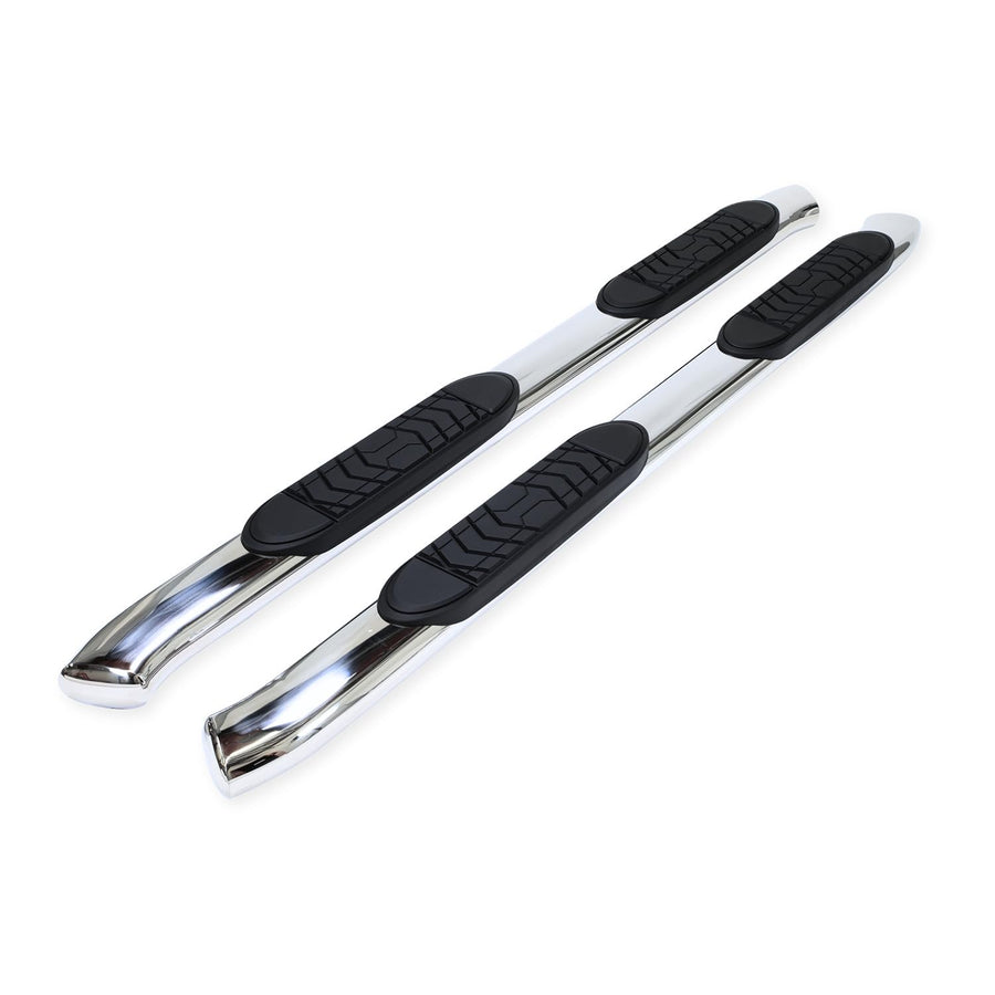 Trail FX Nerf Bar Polished Stainless Steel Fits Ram 1500 Crew Cab 2019-2025 with Welded End Caps Step Pads Rocker Panel Mount Pair of 5 Inch Oval Bent Running Boards