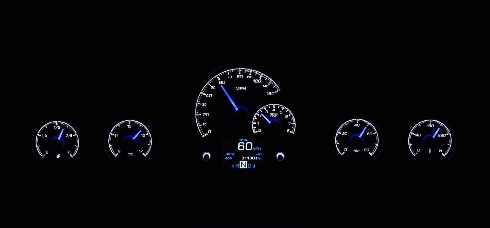 Dakota Digital 59 Chevy Impala 60 El Camino Custom Gauges Silver Alloy HDX-59C-IMP-S
