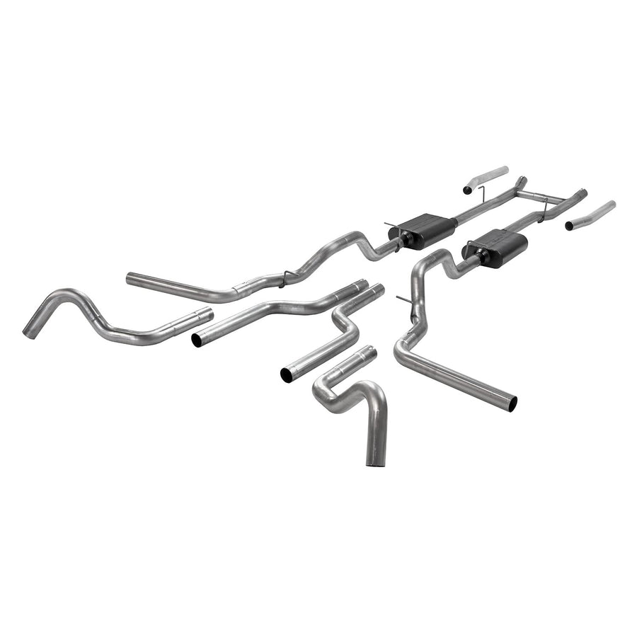 Flowmaster American Thunder 817938 Crossmember-Back Exhaust Kit 2.5 Inch 409 Stainless Steel Dual Exit Compatible with 1967-1972 Ford F-100/250/350 V8 Without Side Tank, 2WD Short and Long Bed