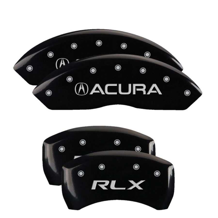 MGP Caliper Covers Black Powder Coat Finish 39014SRLXBK Engraved Caliper Cover with Silver Characters, Set of 4 "Acura/RLX"