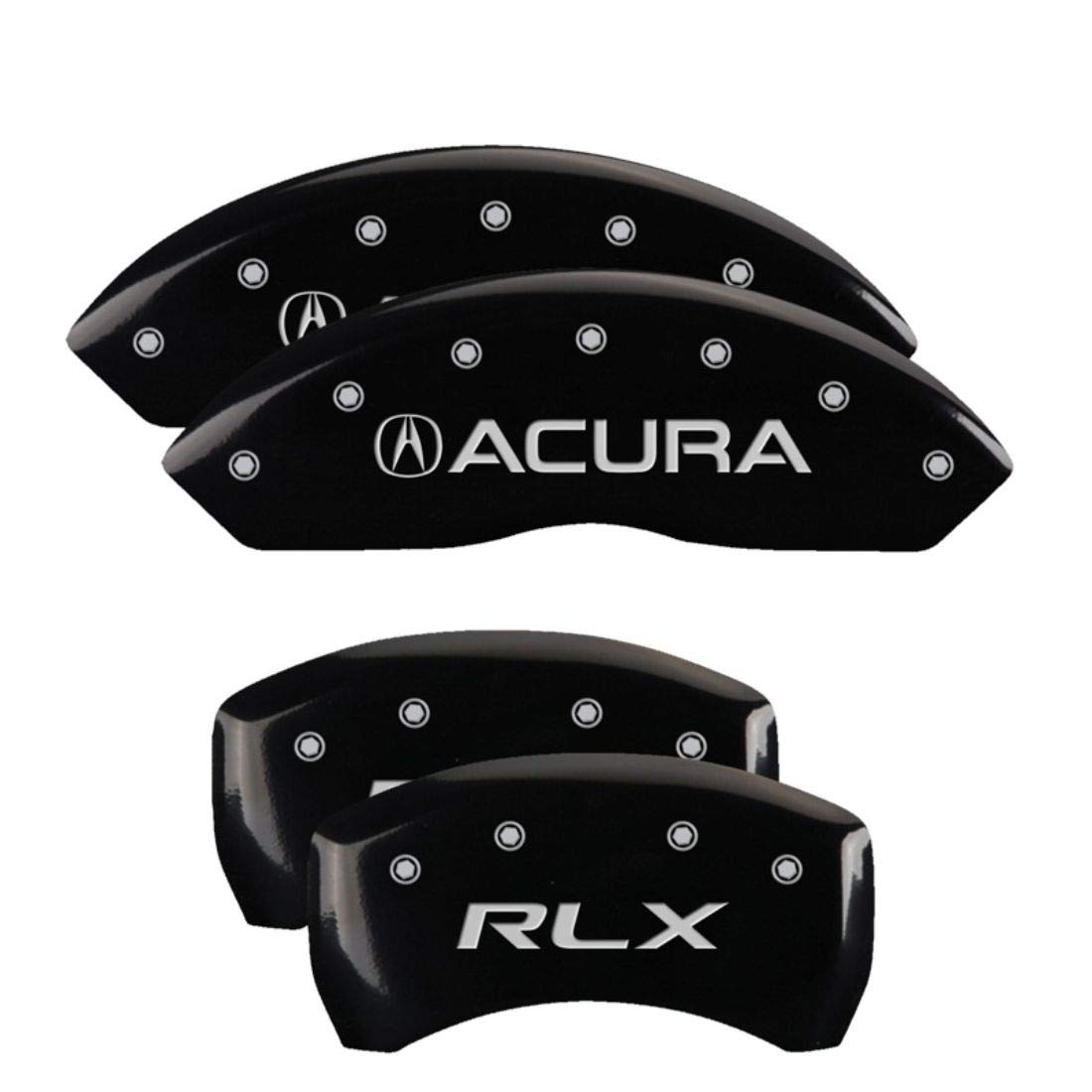MGP Caliper Covers Black Powder Coat Finish 39014SRLXBK Engraved Caliper Cover with Silver Characters, Set of 4 "Acura/RLX"