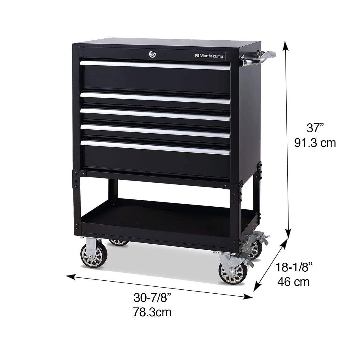 30" Montezuma 5-Drawer Rolling Tool Organizer Metal Storage Utility Cart
