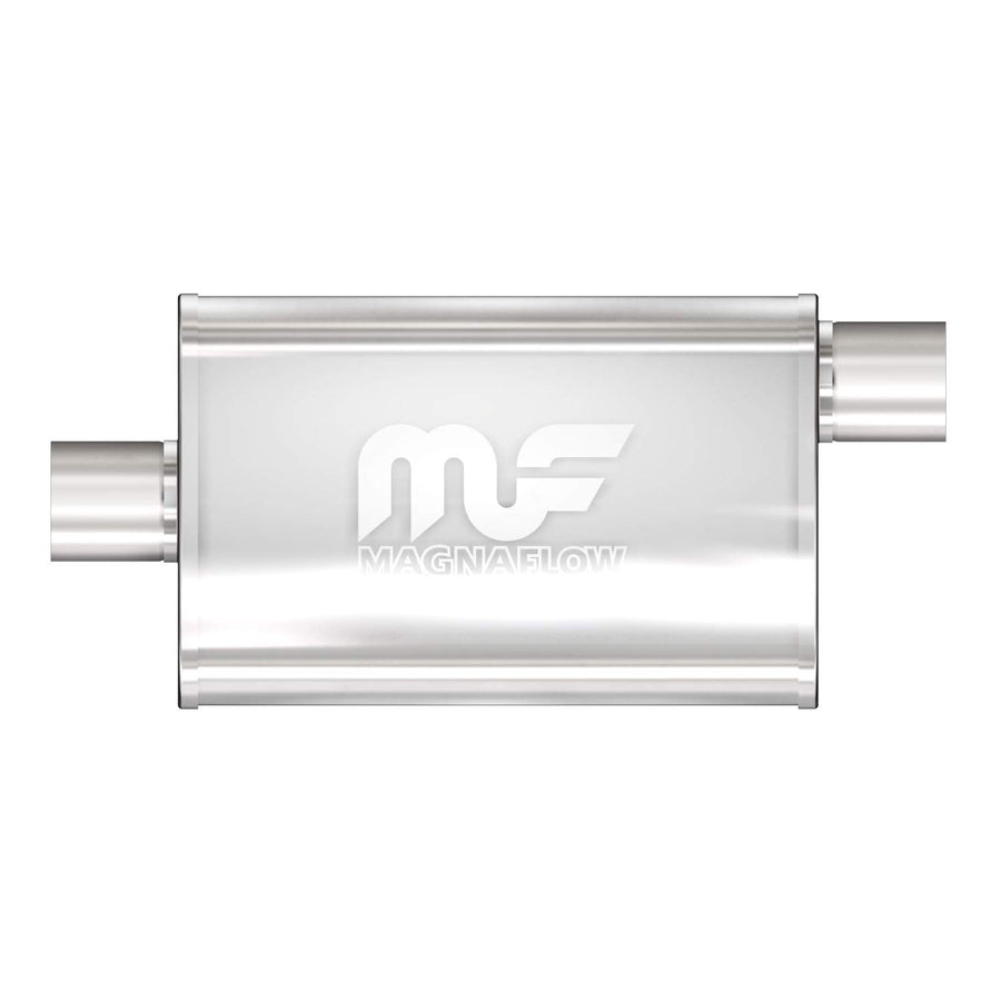 Performance MagnaFlow Exhaust Muffler 11255: 2.25"/2.25" Inlet/Outlet, 4x9x18" Oval, Stainless Steel, Satin Finish